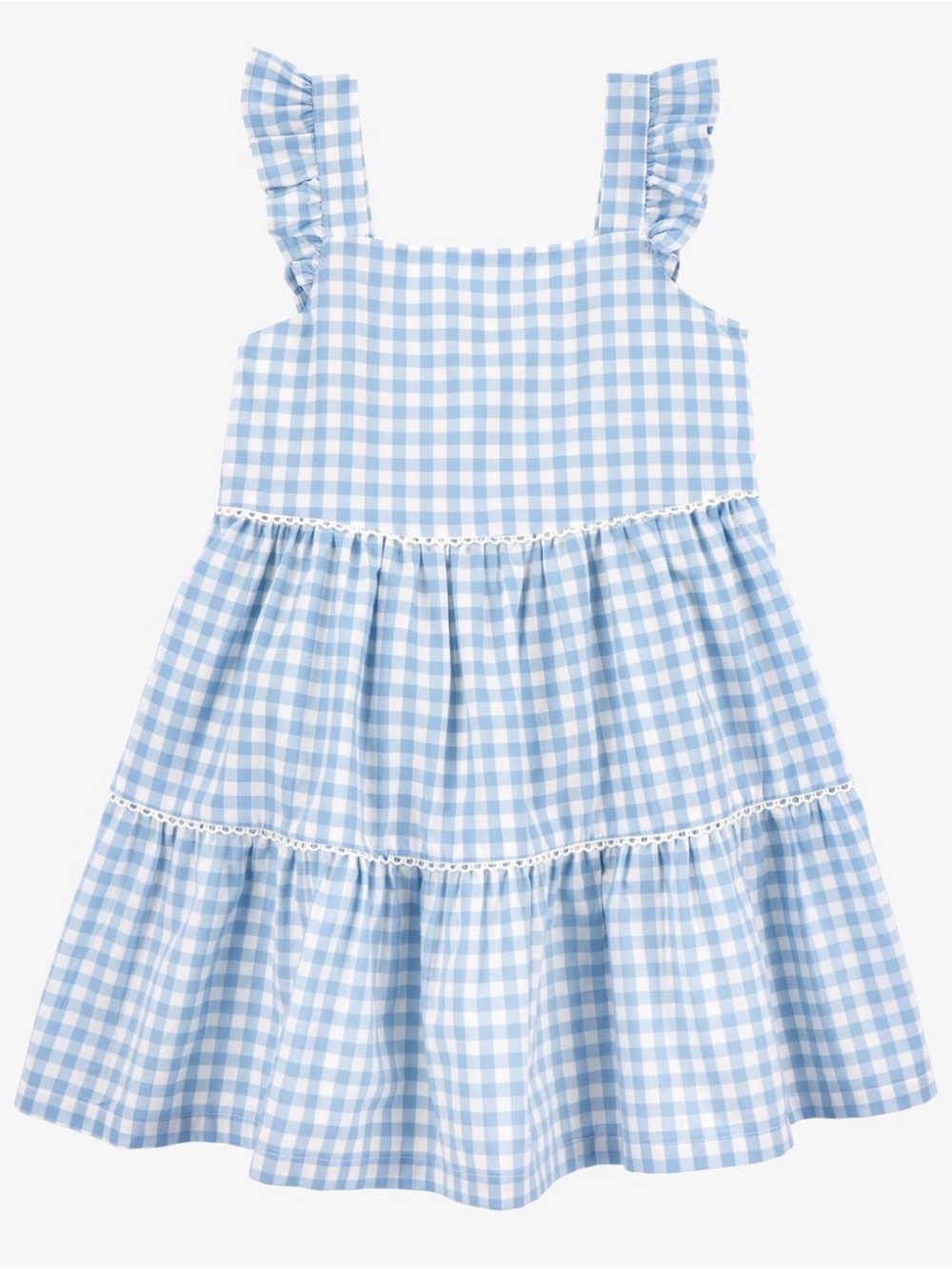 Carter’s Toddler Girl Gingham Tiered Dress 2T Blue Checkered Picnic Summer